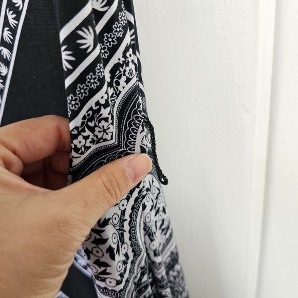 Soma Black White Floral Pattern Knit Sleeveless Belted Maxi Dress Medium - Picture 8 of 16